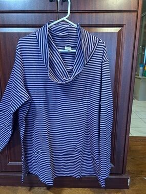 Blair Striped Cowl Neck Top - Lavender & Navy